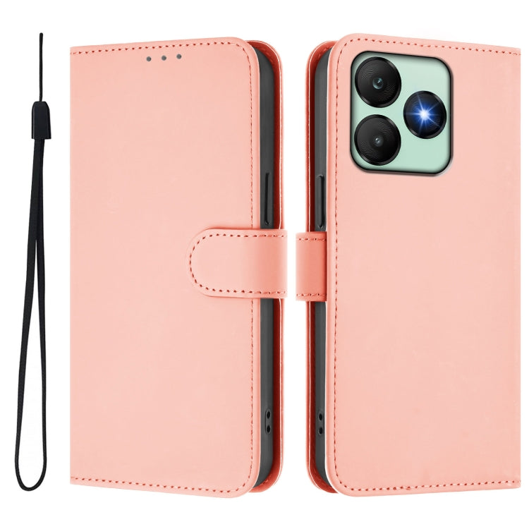 For Wiko T20 Skin Feel Solid Color Leather Phone Case with Lanyard