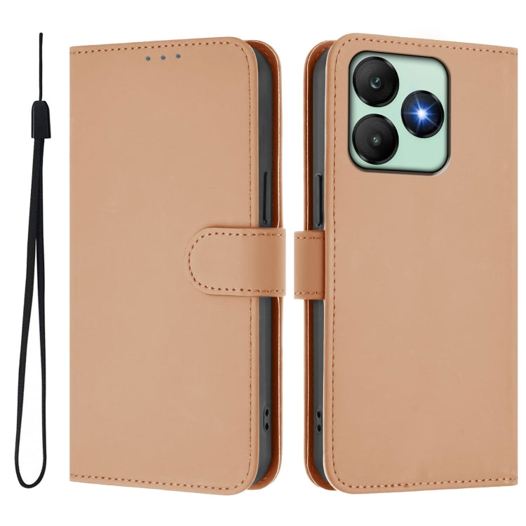 For Wiko T20 Skin Feel Solid Color Leather Phone Case with Lanyard