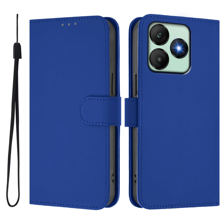For Wiko T20 Skin Feel Solid Color Leather Phone Case with Lanyard