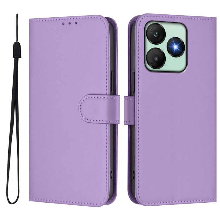 For Wiko T20 Skin Feel Solid Color Leather Phone Case with Lanyard
