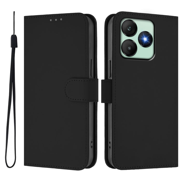 For Wiko T20 Skin Feel Solid Color Leather Phone Case with Lanyard