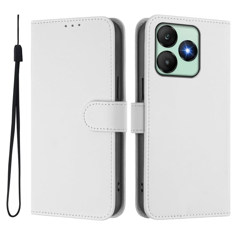For Wiko T20 Skin Feel Solid Color Leather Phone Case with Lanyard