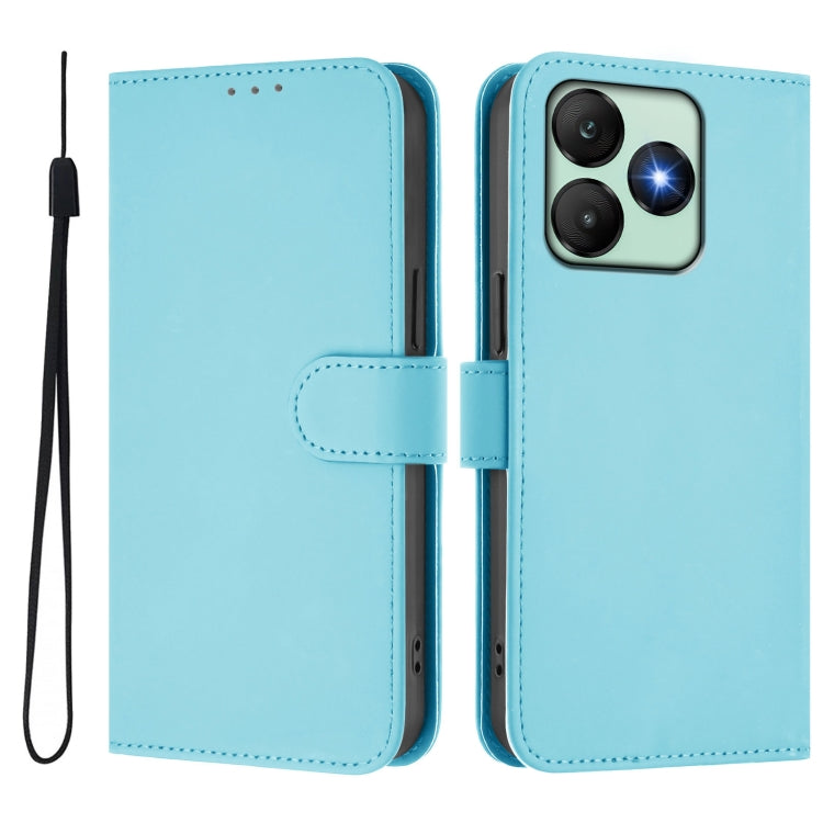 For Wiko T20 Skin Feel Solid Color Leather Phone Case with Lanyard