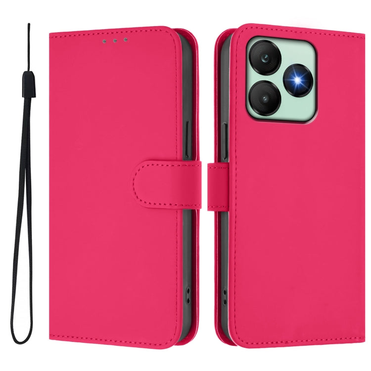 For Wiko T20 Skin Feel Solid Color Leather Phone Case with Lanyard