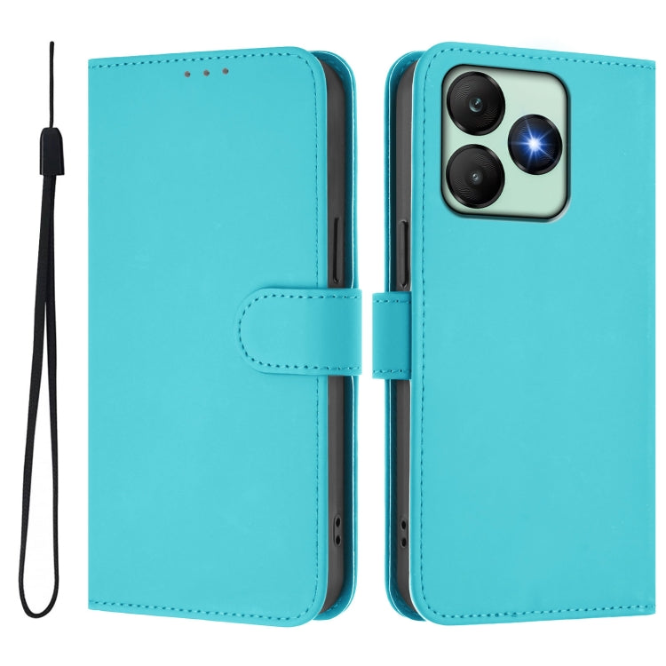 For Wiko T20 Skin Feel Solid Color Leather Phone Case with Lanyard