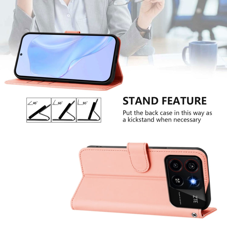 For ZTE Blade A35 / A55 Skin Feel Solid Color Leather Phone Case with Lanyard