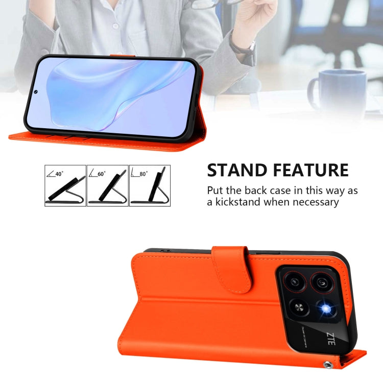 For ZTE Blade A35 / A55 Skin Feel Solid Color Leather Phone Case with Lanyard