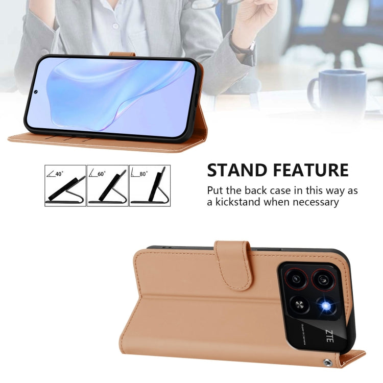 For ZTE Blade A35 / A55 Skin Feel Solid Color Leather Phone Case with Lanyard