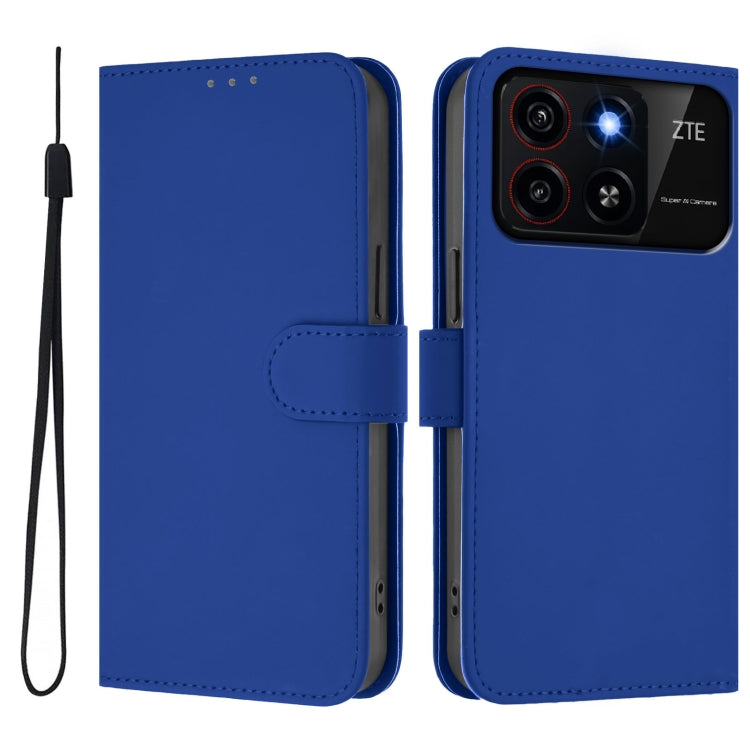 For ZTE Blade A35 / A55 Skin Feel Solid Color Leather Phone Case with Lanyard