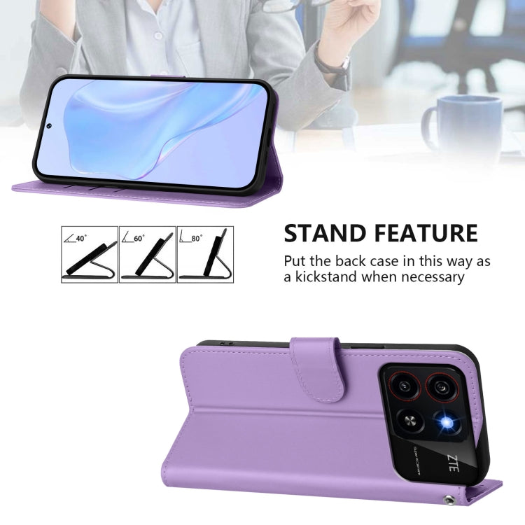 For ZTE Blade A35 / A55 Skin Feel Solid Color Leather Phone Case with Lanyard