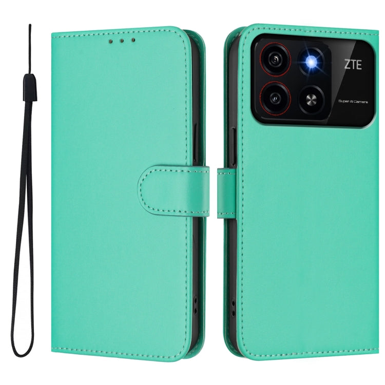 For ZTE Blade A35 / A55 Skin Feel Solid Color Leather Phone Case with Lanyard