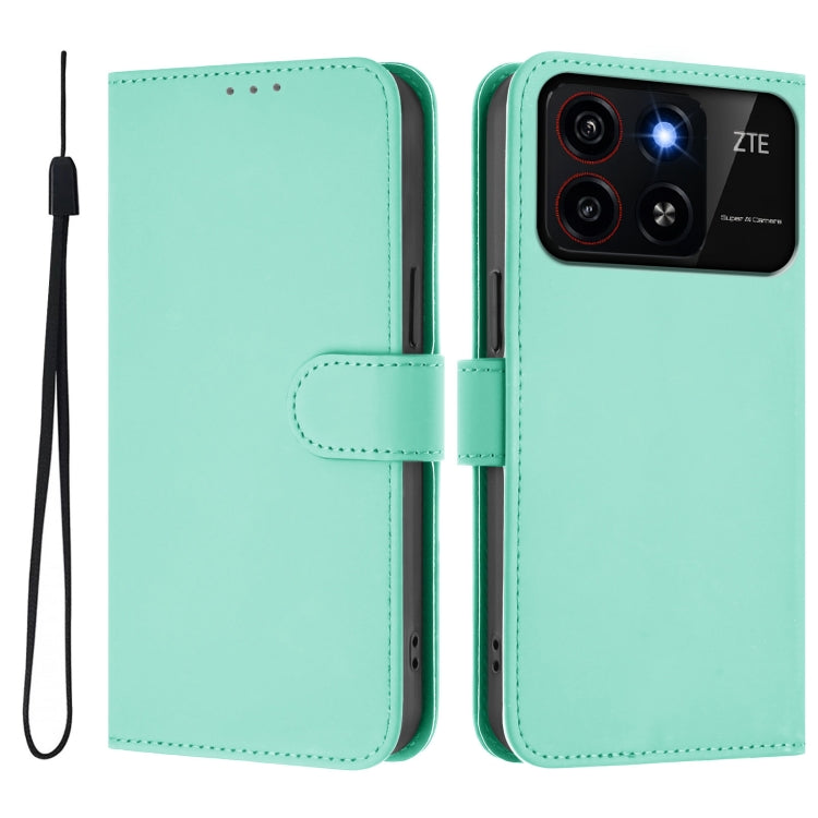 For ZTE Blade A35 / A55 Skin Feel Solid Color Leather Phone Case with Lanyard