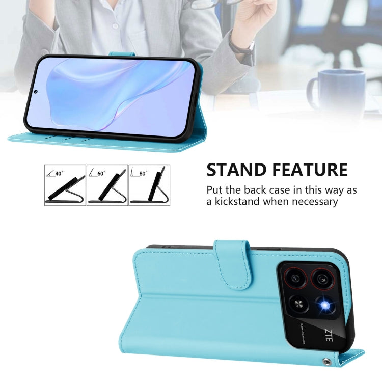 For ZTE Blade A35 / A55 Skin Feel Solid Color Leather Phone Case with Lanyard