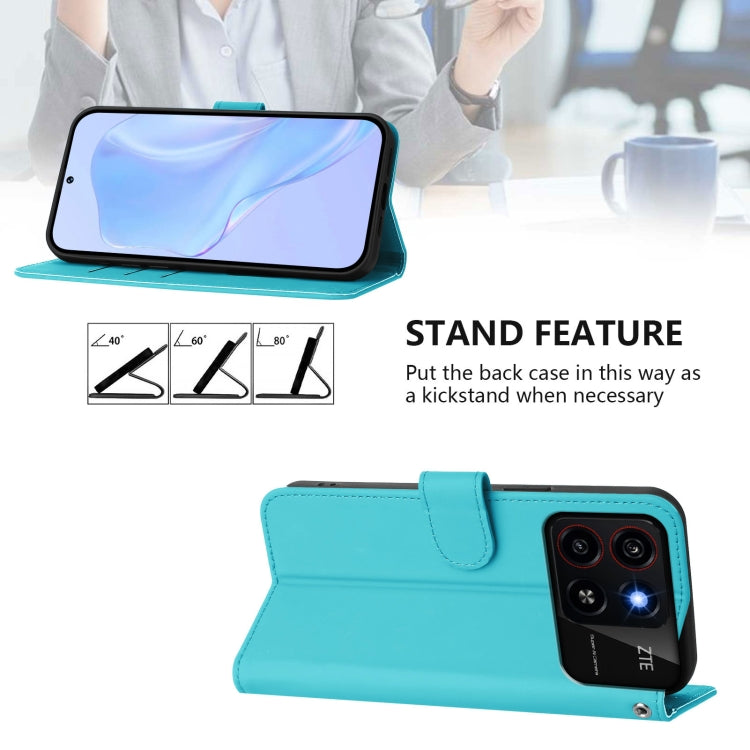 For ZTE Blade A35 / A55 Skin Feel Solid Color Leather Phone Case with Lanyard
