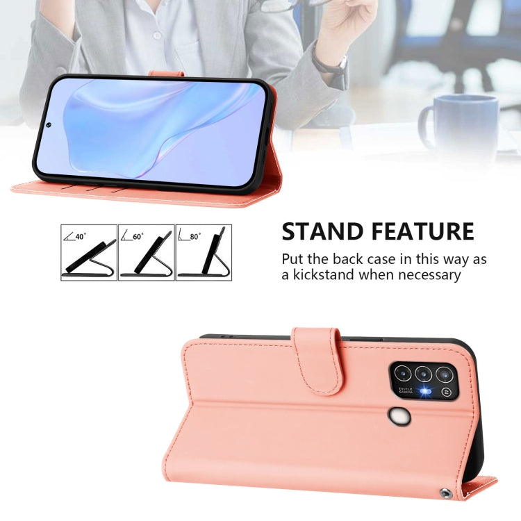 For ZTE Blade A52 Skin Feel Solid Color Leather Phone Case with Lanyard