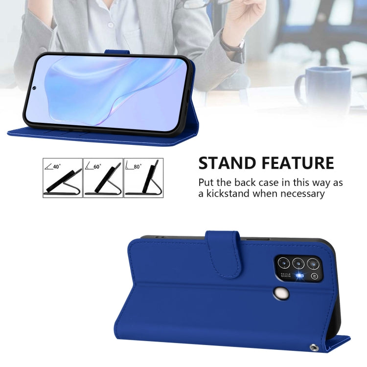 For ZTE Blade A52 Skin Feel Solid Color Leather Phone Case with Lanyard