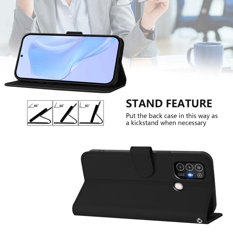 For ZTE Blade A52 Skin Feel Solid Color Leather Phone Case with Lanyard