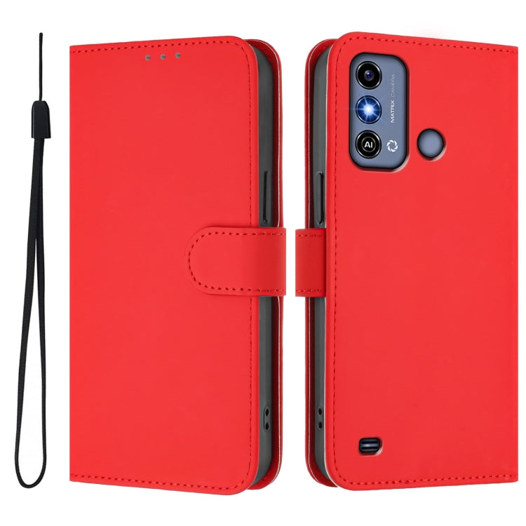 For ZTE Blade A53 / A53+ Skin Feel Solid Color Leather Phone Case with Lanyard