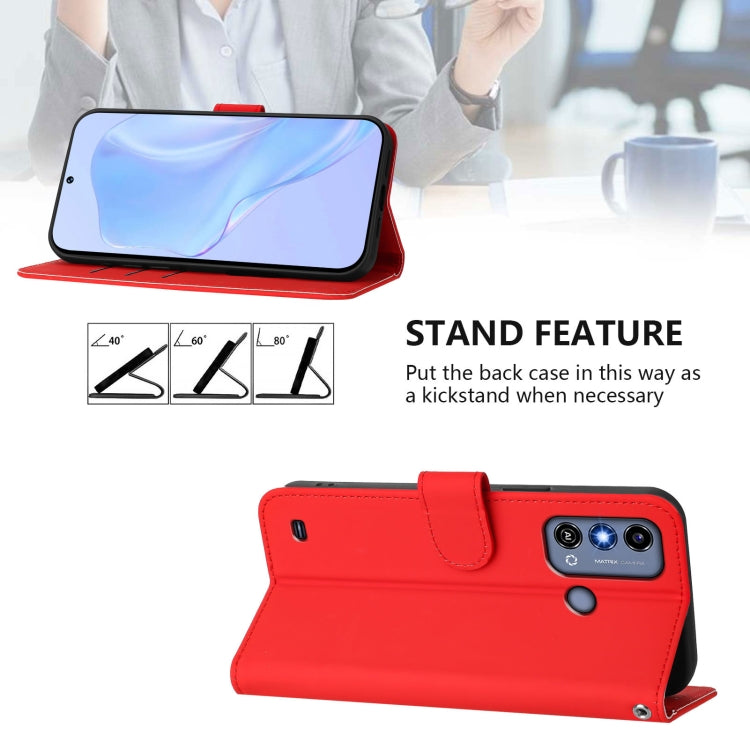 For ZTE Blade A53 / A53+ Skin Feel Solid Color Leather Phone Case with Lanyard