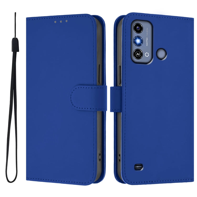 For ZTE Blade A53 / A53+ Skin Feel Solid Color Leather Phone Case with Lanyard
