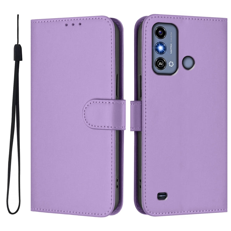 For ZTE Blade A53 / A53+ Skin Feel Solid Color Leather Phone Case with Lanyard
