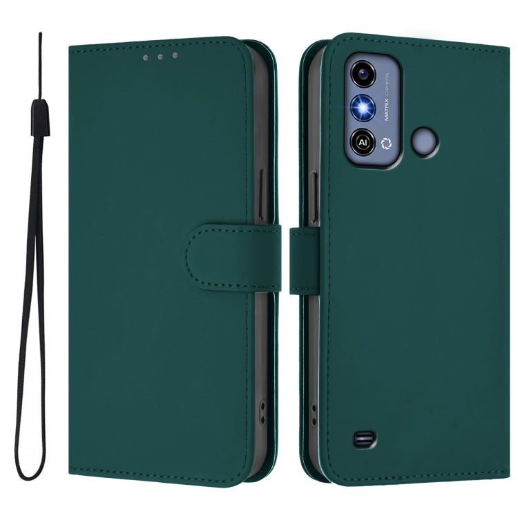 For ZTE Blade A53 / A53+ Skin Feel Solid Color Leather Phone Case with Lanyard