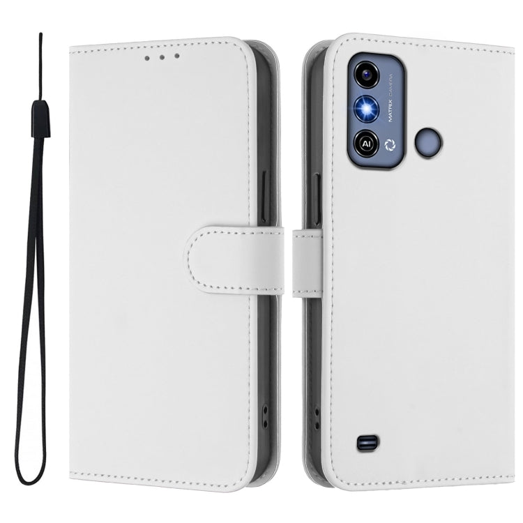 For ZTE Blade A53 / A53+ Skin Feel Solid Color Leather Phone Case with Lanyard