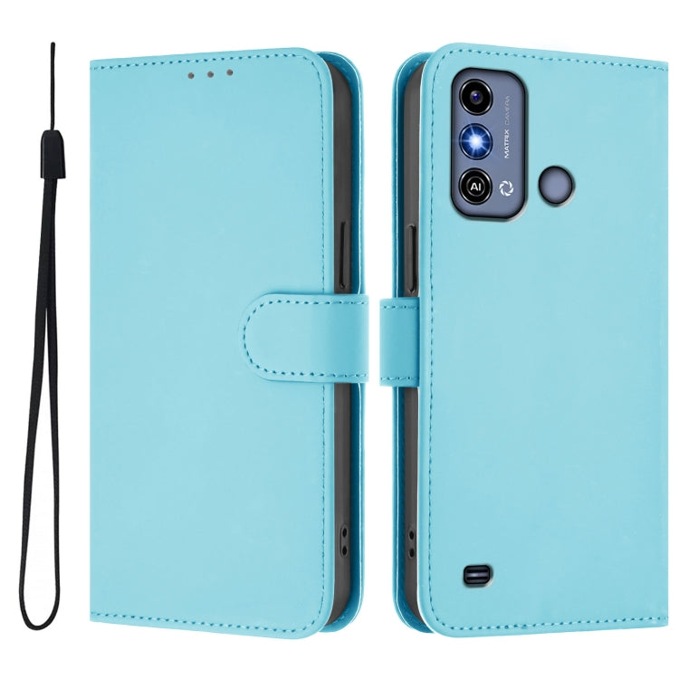 For ZTE Blade A53 / A53+ Skin Feel Solid Color Leather Phone Case with Lanyard
