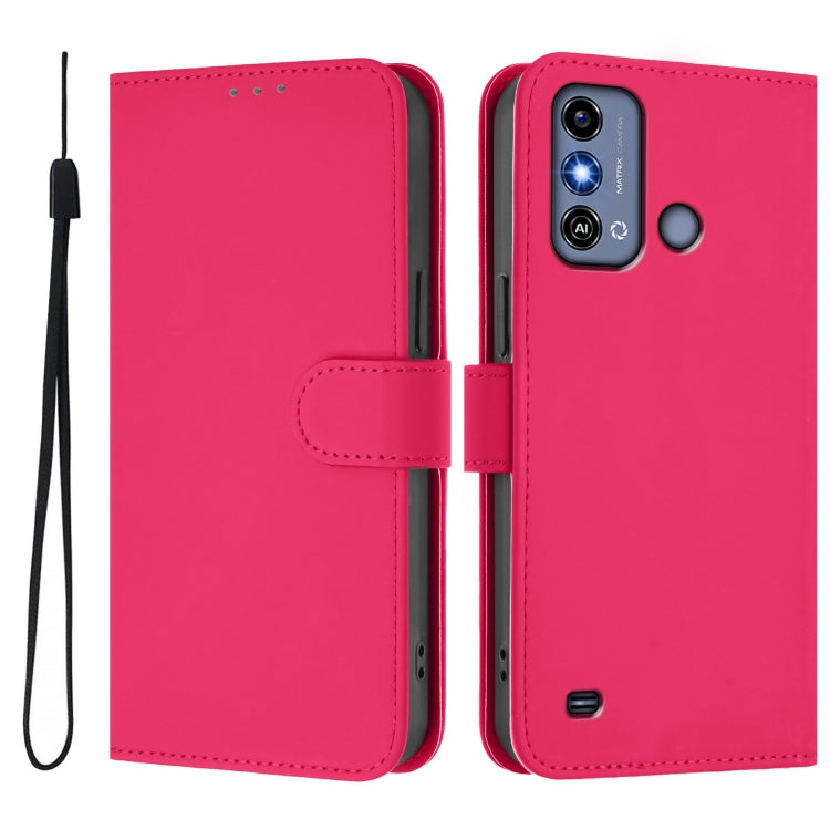 For ZTE Blade A53 / A53+ Skin Feel Solid Color Leather Phone Case with Lanyard