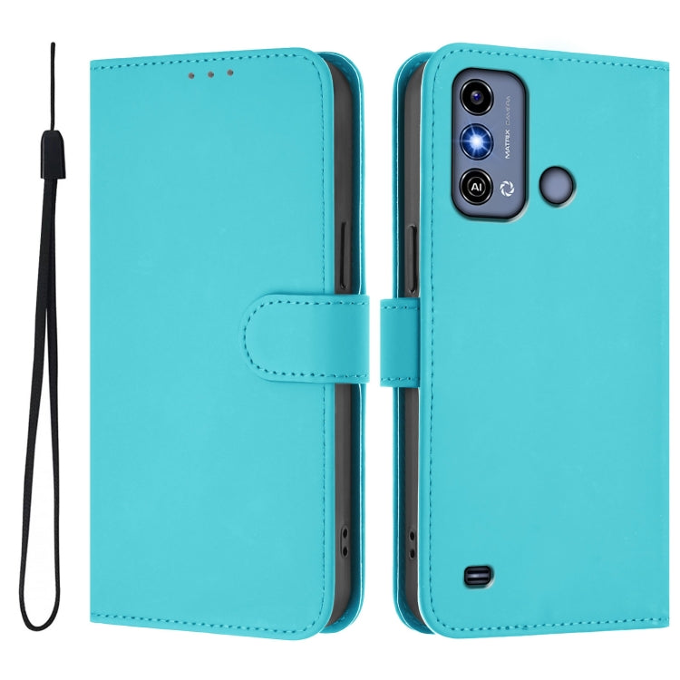 For ZTE Blade A53 / A53+ Skin Feel Solid Color Leather Phone Case with Lanyard