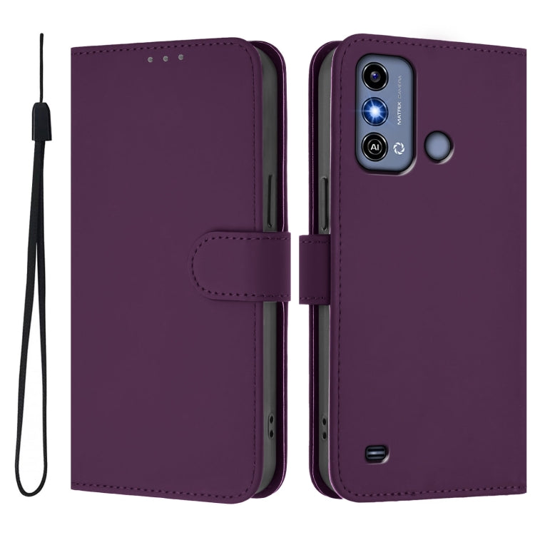 For ZTE Blade A53 / A53+ Skin Feel Solid Color Leather Phone Case with Lanyard