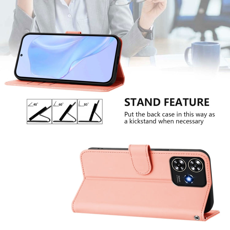 For ZTE Blade A73 4G Skin Feel Solid Color Leather Phone Case with Lanyard
