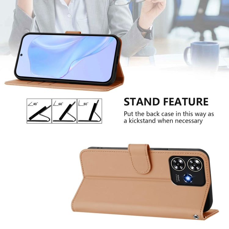For ZTE Blade A73 4G Skin Feel Solid Color Leather Phone Case with Lanyard