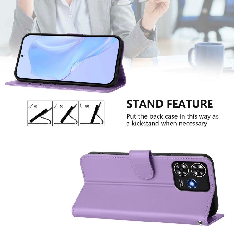 For ZTE Blade A73 4G Skin Feel Solid Color Leather Phone Case with Lanyard