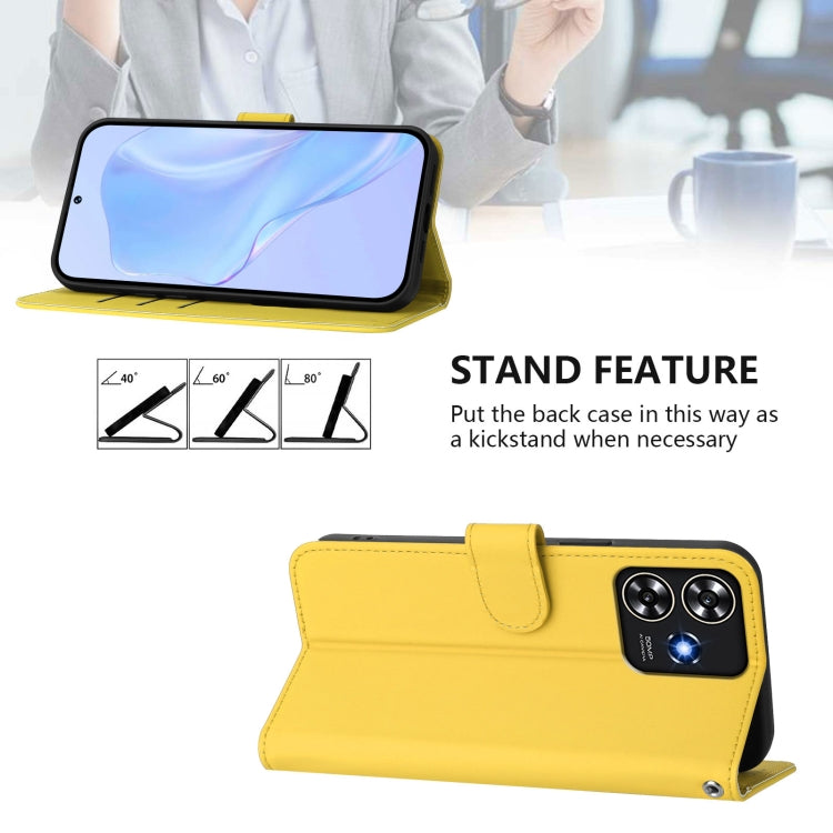 For ZTE Blade A73 4G Skin Feel Solid Color Leather Phone Case with Lanyard
