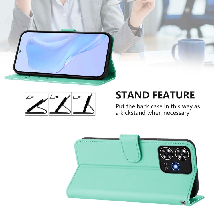 For ZTE Blade A73 4G Skin Feel Solid Color Leather Phone Case with Lanyard