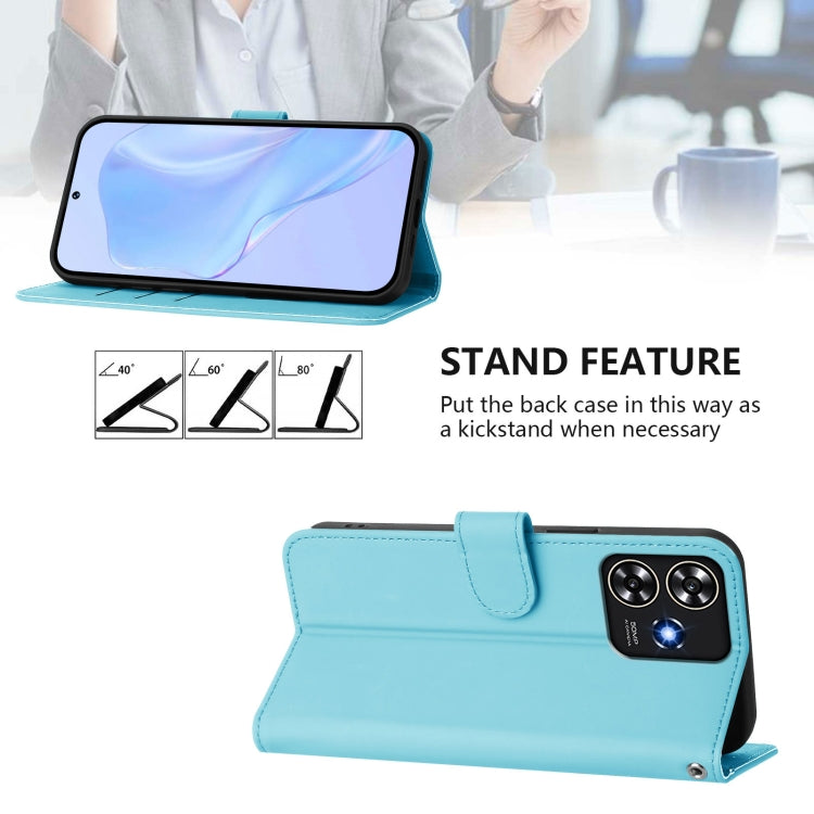 For ZTE Blade A73 4G Skin Feel Solid Color Leather Phone Case with Lanyard