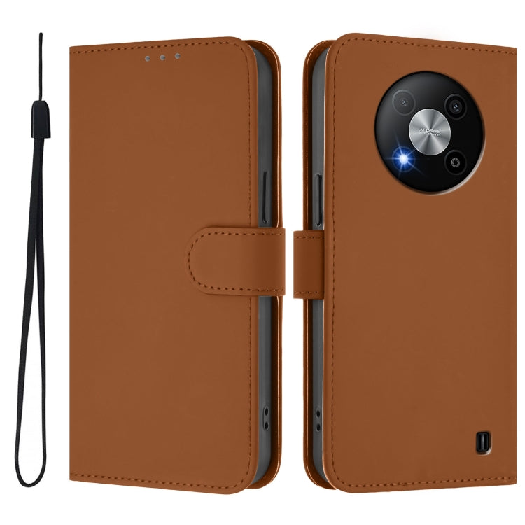 For ZTE Blade A73 5G Skin Feel Solid Color Leather Phone Case with Lanyard