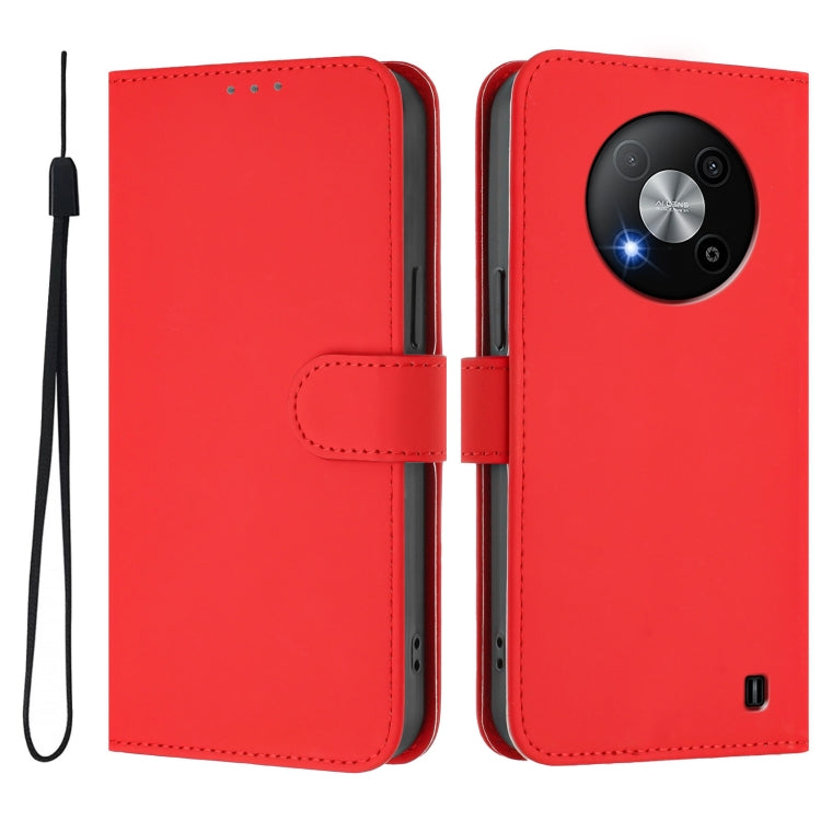 For ZTE Blade A73 5G Skin Feel Solid Color Leather Phone Case with Lanyard