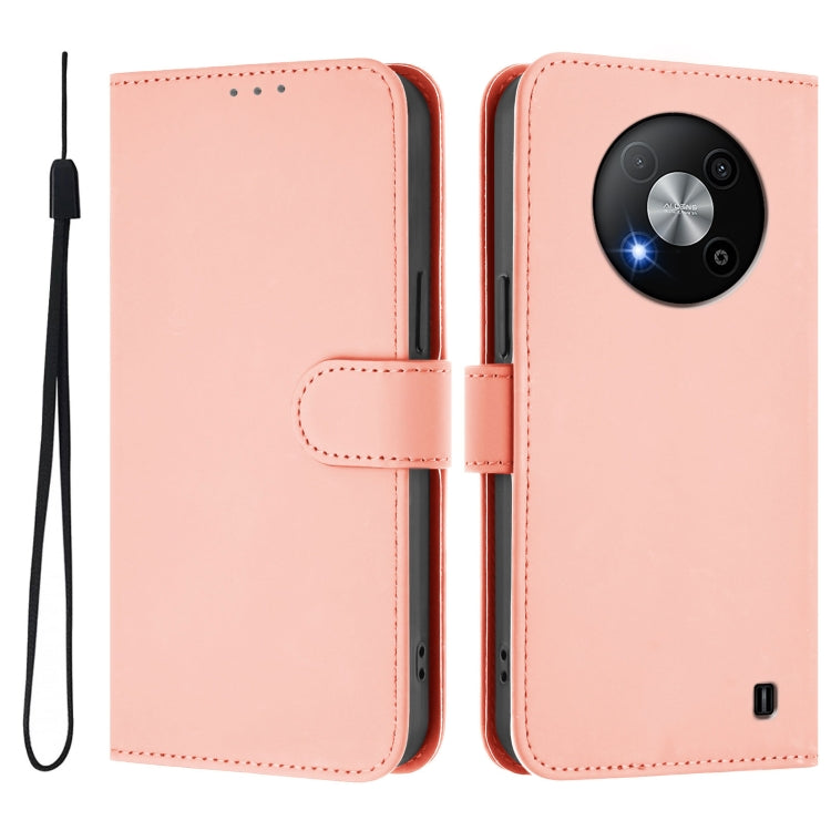 For ZTE Blade A73 5G Skin Feel Solid Color Leather Phone Case with Lanyard