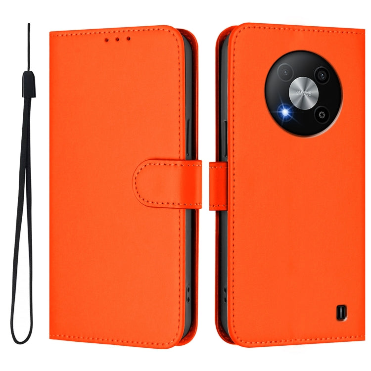 For ZTE Blade A73 5G Skin Feel Solid Color Leather Phone Case with Lanyard
