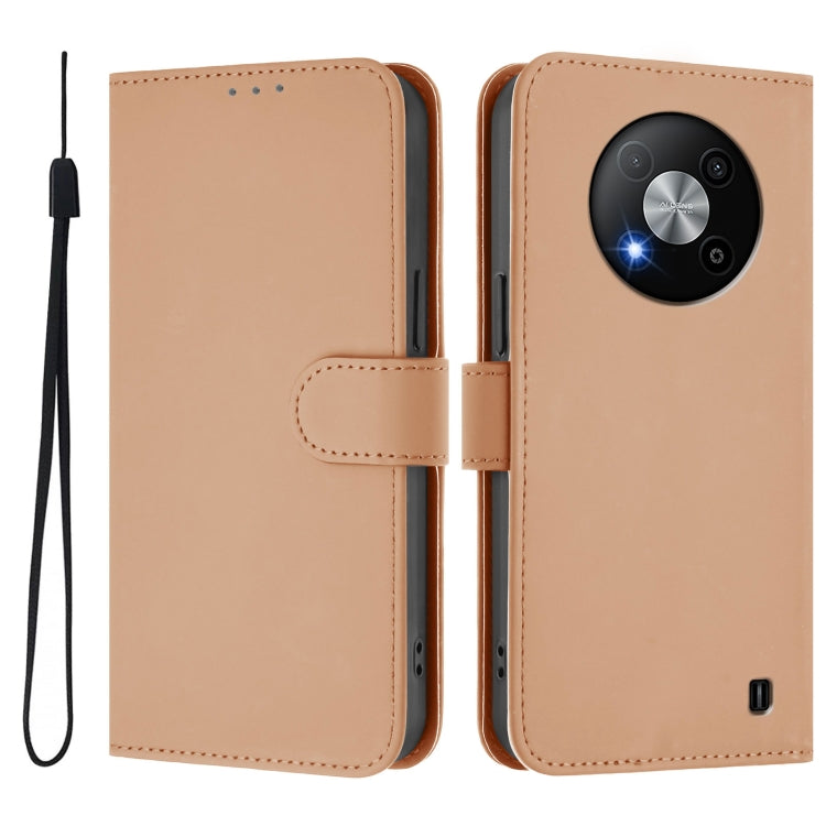 For ZTE Blade A73 5G Skin Feel Solid Color Leather Phone Case with Lanyard