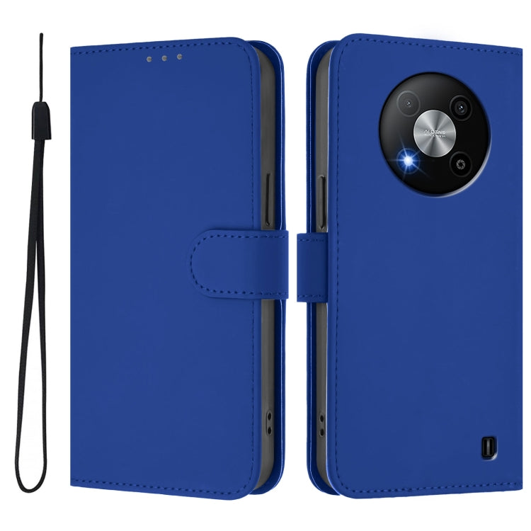 For ZTE Blade A73 5G Skin Feel Solid Color Leather Phone Case with Lanyard