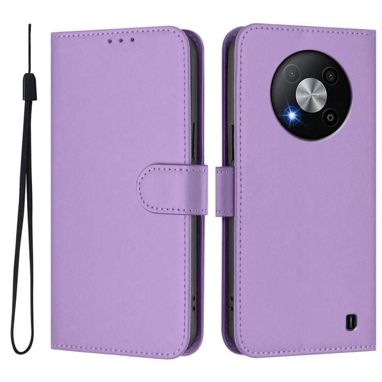 For ZTE Blade A73 5G Skin Feel Solid Color Leather Phone Case with Lanyard