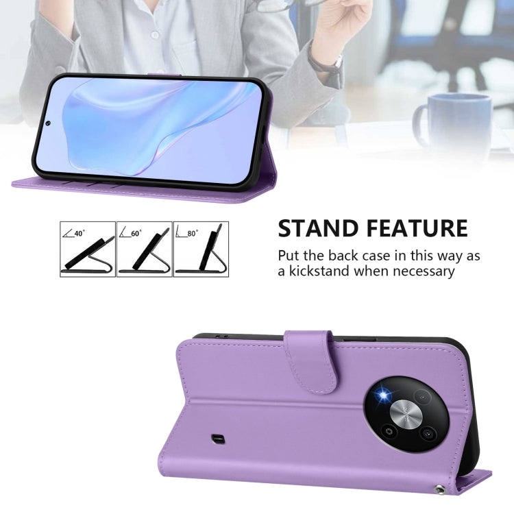 For ZTE Blade A73 5G Skin Feel Solid Color Leather Phone Case with Lanyard