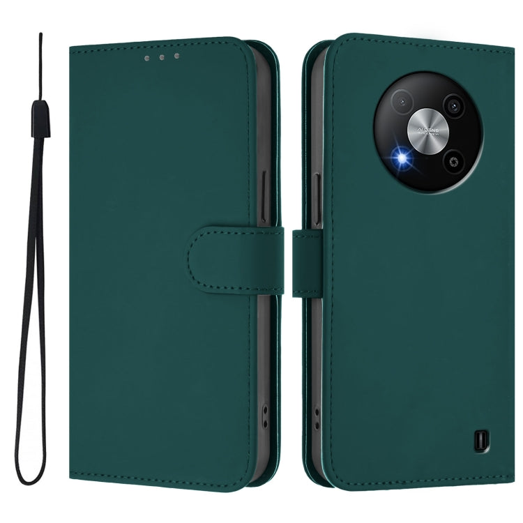 For ZTE Blade A73 5G Skin Feel Solid Color Leather Phone Case with Lanyard