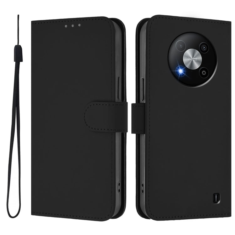 For ZTE Blade A73 5G Skin Feel Solid Color Leather Phone Case with Lanyard