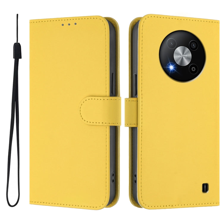 For ZTE Blade A73 5G Skin Feel Solid Color Leather Phone Case with Lanyard