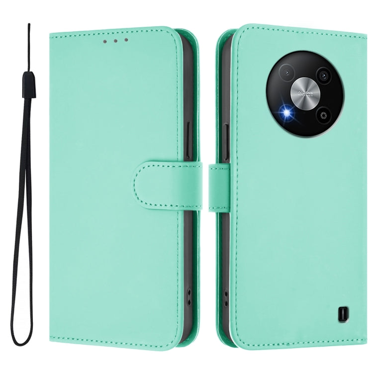 For ZTE Blade A73 5G Skin Feel Solid Color Leather Phone Case with Lanyard