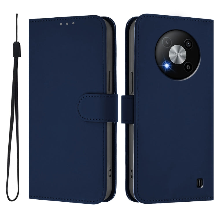 For ZTE Blade A73 5G Skin Feel Solid Color Leather Phone Case with Lanyard